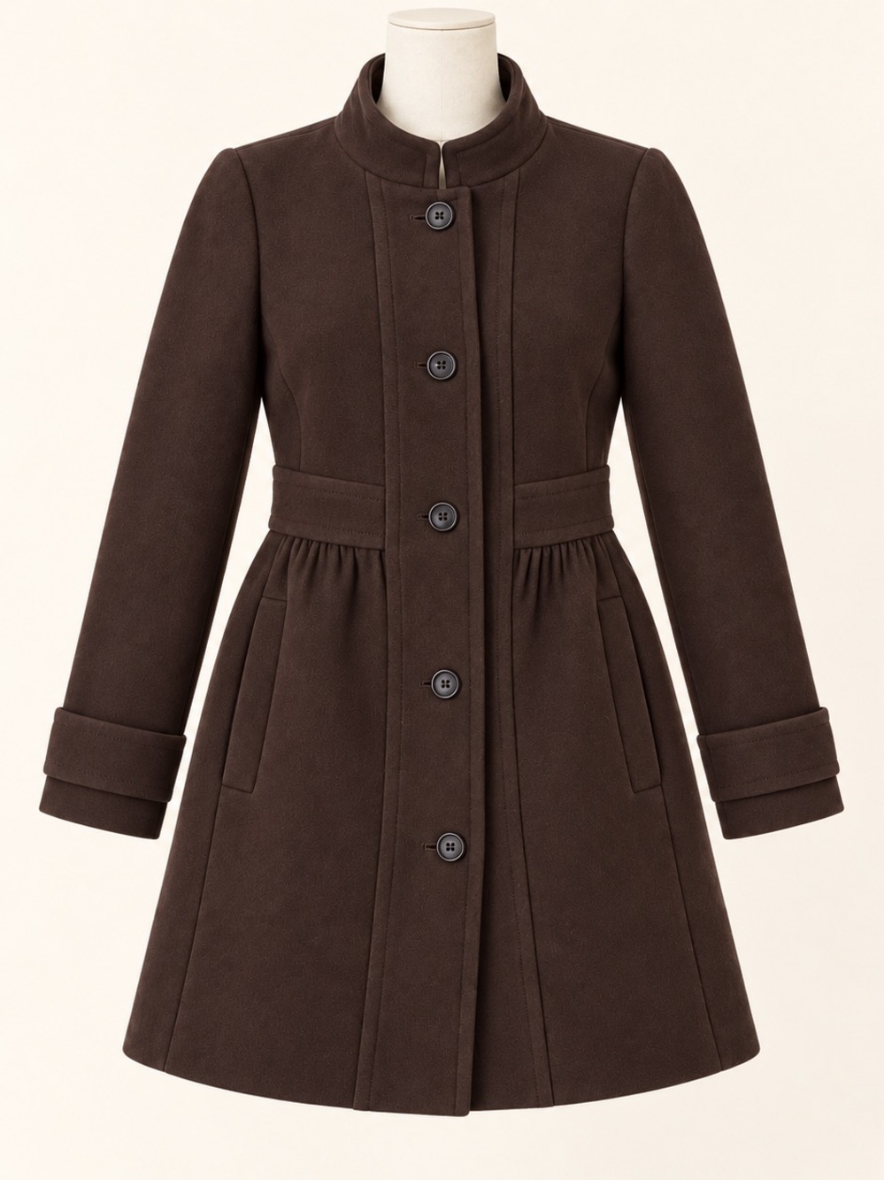 J.Crew Vintage Italian Double Cloth Wool Funnel Neck Empire Coat Brown Size 6